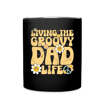 Retro Groovy Daddy Matching Family Birthday Party - Tasse einfarbig - Schwarz - Vorne