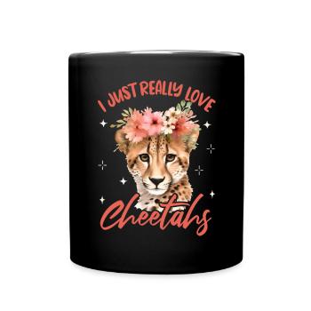 Ich liebe Geparden einfach - Tasse einfarbig - Schwarz - Vorne