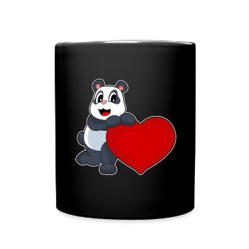 Panda Herz - Tasse einfarbig - Schwarz - Vorne