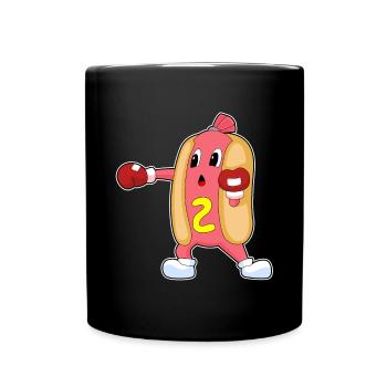 Hot Dog Boxer Boxing Gloves Boxing - Full Colour Mug - black - Front