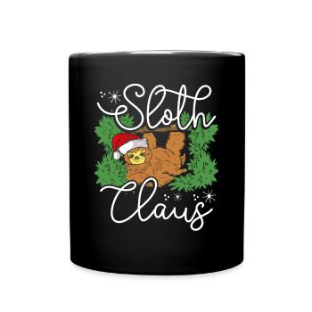Weihnachtsfaultier - Tasse einfarbig - Schwarz - Vorne