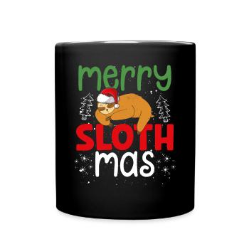 Fröhliche Slothmas - Tasse einfarbig - Schwarz - Vorne