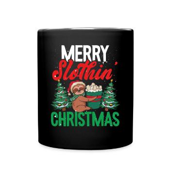 Frohe faultiermäßige Weihnachten - Tasse einfarbig - Schwarz - Vorne