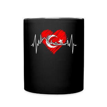 Istanbul Skyline Herzschlag Türkei I Love Türkiye - Tasse einfarbig - Schwarz - Vorne