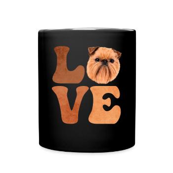 Brüsseler Griffon Hund LIEBE - Tasse einfarbig - Schwarz - Vorne