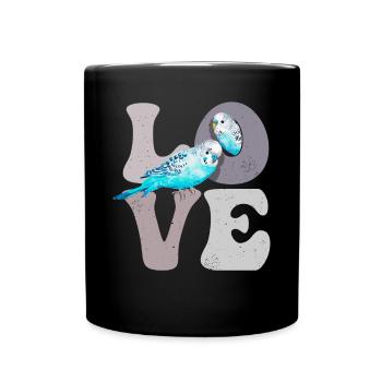 Budgie Budgie Parrot LOVE - Full Colour Mug - black - Front