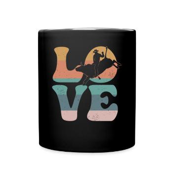 Bull rider bull riding LOVE - Full Colour Mug - black - Front