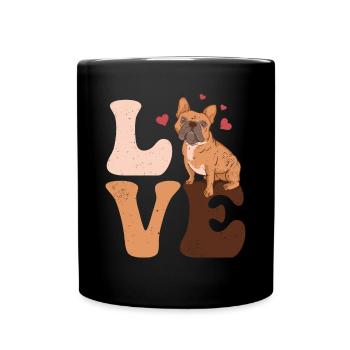 Bulldogge Hund LIEBE - Tasse einfarbig - Schwarz - Vorne