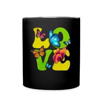 Butterfly Insect LOVE - Full Colour Mug - black - Front