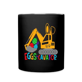 OstereierCavator für Kinder Kleinkinder Osterhase - Tasse einfarbig - Schwarz - Vorne