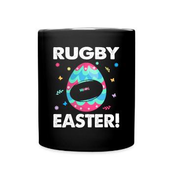 Fun Colors Egg Rugby Player Rugby Lover Easter Day - Mug uni - noir - Devant