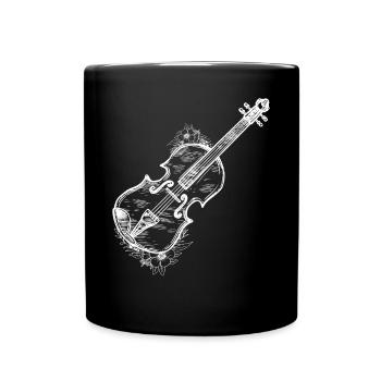 Flower With Violin Violinist Musician Violin Play - Tasse einfarbig - Schwarz - Vorne