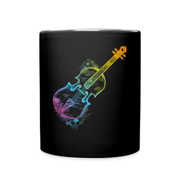Flower With Violin Violinist Violinist Music And F - Tasse einfarbig - Schwarz - Vorne