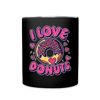 I love Donuts - Célébrez votre amour pour les beignets - Mug uni - noir - Devant