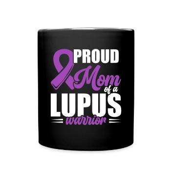 Proud mother of a lupus warrior Purple Ribbon - Full Colour Mug - black - Front