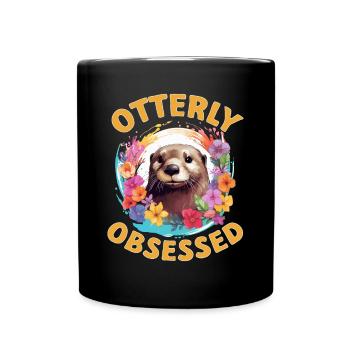 Otter Animal Kids & Adult - Otterly obsessed - Tasse einfarbig - Schwarz - Vorne