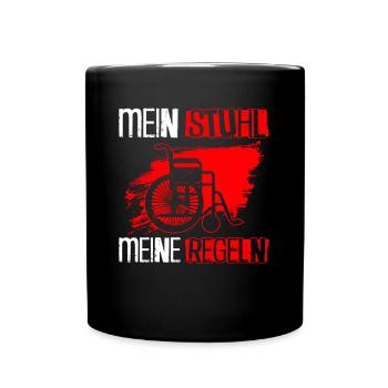 Rollstuhlfahrer Rollstuhl Lustiger Spruch - Tasse einfarbig - Schwarz - Vorne