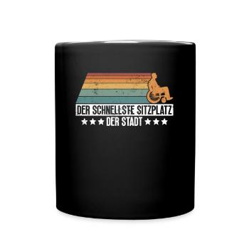 Rollstuhlfahrer Rollstuhl Lustiger Spruch - Tasse einfarbig - Schwarz - Vorne