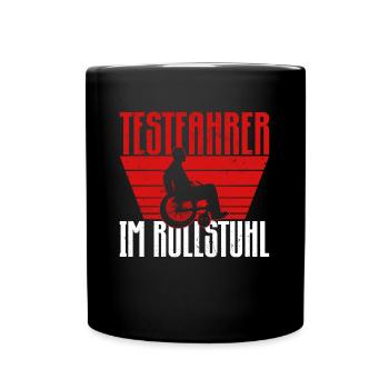 Testfahrer Im Rollstuhl - Rollstuhlfahrer - Tasse einfarbig - Schwarz - Vorne