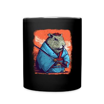 Capybara Samurai Wasserschwein - Full Colour Mug - black - Front