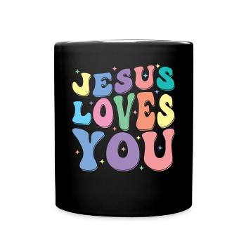 Jésus t’aime Groovy Vintage Christian - Mug uni - noir - Devant