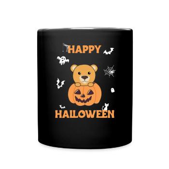 Bear in pumpkin cute bears Happy Halloween - Full Colour Mug - black - Front