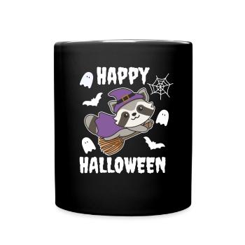 Raton laveur Joyeux Halloween Sorcière Enfants Costume de Sorcière - Mug uni - noir - Devant