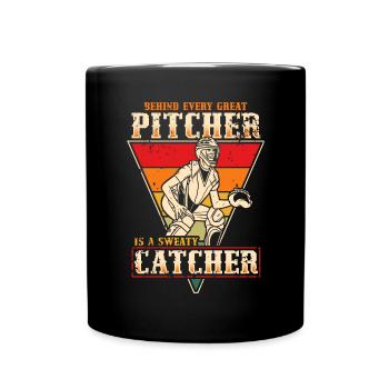 Baseballfänger Baseballspieler Pitcher - Tasse einfarbig - Schwarz - Vorne
