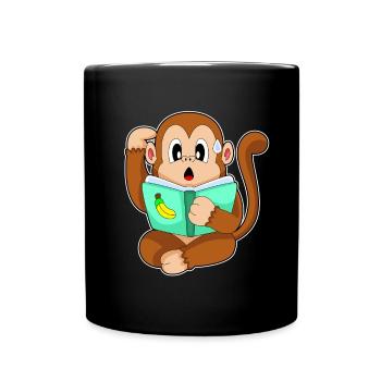 Affe Nerd Buch  - Tasse einfarbig - Schwarz - Vorne