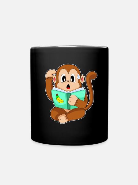 Affe Nerd Buch - Tasse einfarbig - Schwarz