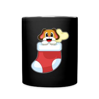 Dog Christmas Christmas Sock - Full Colour Mug - black - Front