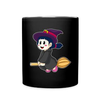Girl Witch Broom - Full Colour Mug - black - Front