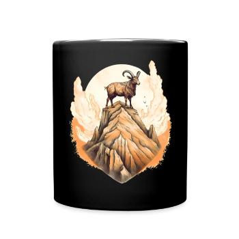Mystical mountain goat print - Full Colour Mug - black - Front