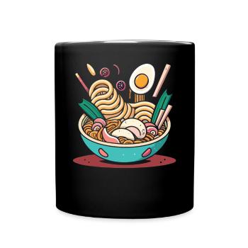 Kawaii Ramen: Japanische Nudelsuppe - Tasse einfarbig - Schwarz - Vorne