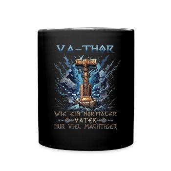 Herren Vathor - Vatertag Vatertagsgeschenk Viking - Tasse einfarbig - Schwarz - Vorne