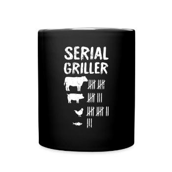 Seriengriller Vatertag Lustiger Grillgrill - Tasse einfarbig - Schwarz - Vorne