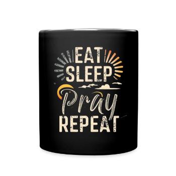 Mange, Dors, Prie, Répéte, Lever de soleil Vintage - Mug uni - noir - Devant