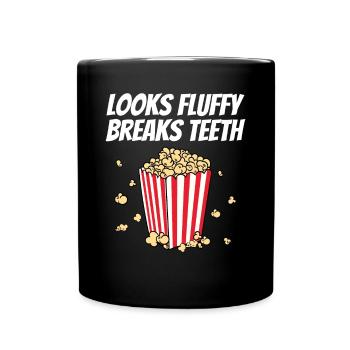 Popcorn Lover Movie Night Funny Looks Fluffy Break - Mug uni - noir - Devant