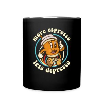 Espresso, Coffee, Kaffee, Latte, Geschenkidee, Fun - Tasse einfarbig - Schwarz - Vorne