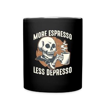 Espresso, Kaffee, Coffee, Cappuccino, Geschenkidee - Tasse einfarbig - Schwarz - Vorne