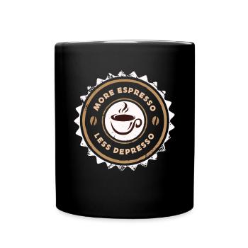 Espresso, Kaffee, Coffee, Cappucino, Latte, Fun - Tasse einfarbig - Schwarz - Vorne