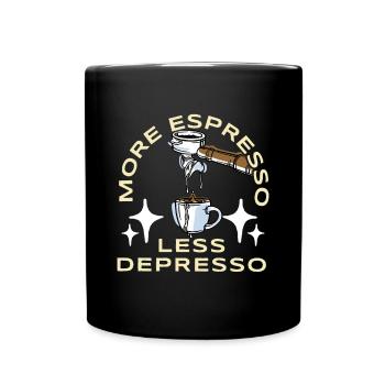 Espresso, Cappuccino, Latte, Kaffee, Geschenkidee - Tasse einfarbig - Schwarz - Vorne