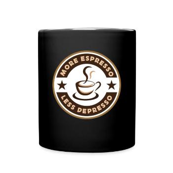 Espresso, Cappuccino, Kaffee, Coffee, Weihnachten - Tasse einfarbig - Schwarz - Vorne