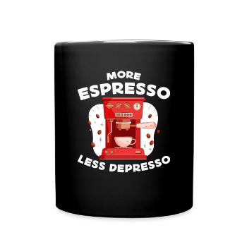 Espresso, Coffee, Kaffee, Cappu, Latte, Geschenk - Tasse einfarbig - Schwarz - Vorne