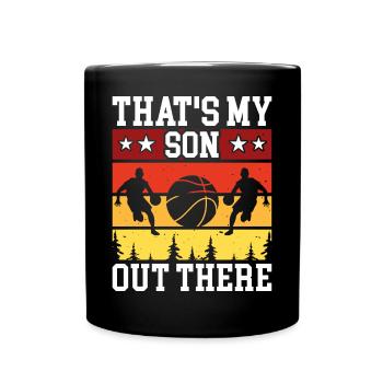 Basketball Papa Mama - Tasse einfarbig - Schwarz - Vorne