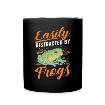Easily distracted by Frogs Frosch - Tasse einfarbig - Schwarz - Vorne