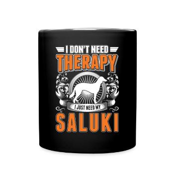 Saluki Therapy Persian Greyhound - Full Colour Mug - black - Front
