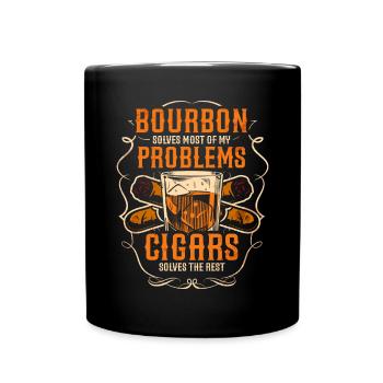 Bourbon Cigars Whisky Cigars Lounge Lovers - Full Colour Mug - black - Front
