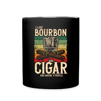 Bourbon Cigars Whisky Cigars Lounge Lovers - Full Colour Mug - black - Front