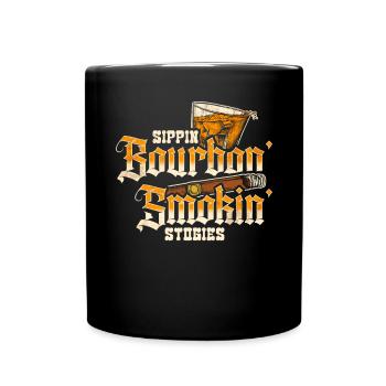 Bourbon Cigars Whisky Cigars Lounge Lovers - Full Colour Mug - black - Front
